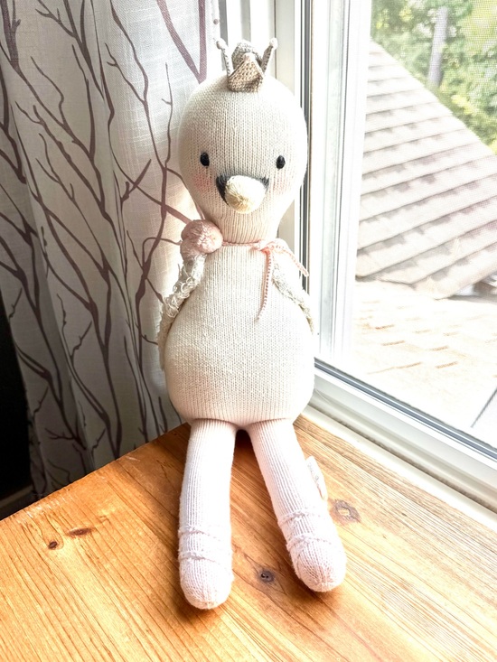 Cuddle + Kind Other - Cuddle + Kind Harlow the Swan Hand Knit Doll Pink Crown Ballerina Plush 20”